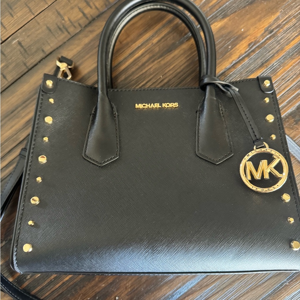 Michael Kors Black and Gold Satchel